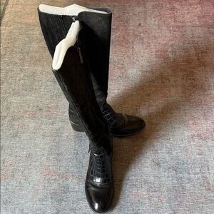 Donald J. Pliner Black Leather & Suede Knee-high Boots Sz 8